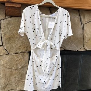 White with black stars short sleeved dress by Hip Gypsy, 10, BRAND NEW